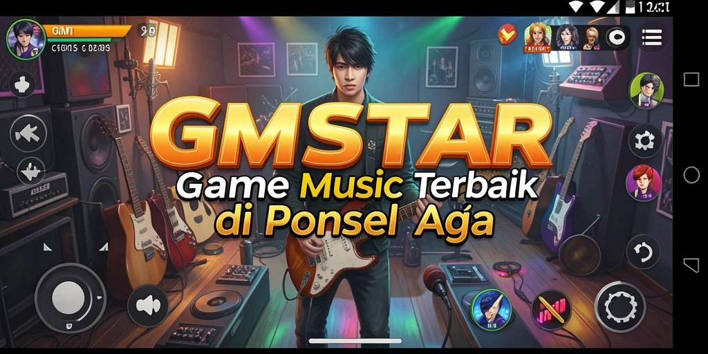 Tampilan gameplay GMSTAR yang seru dan interaktif dengan berbagai tantangan musik.