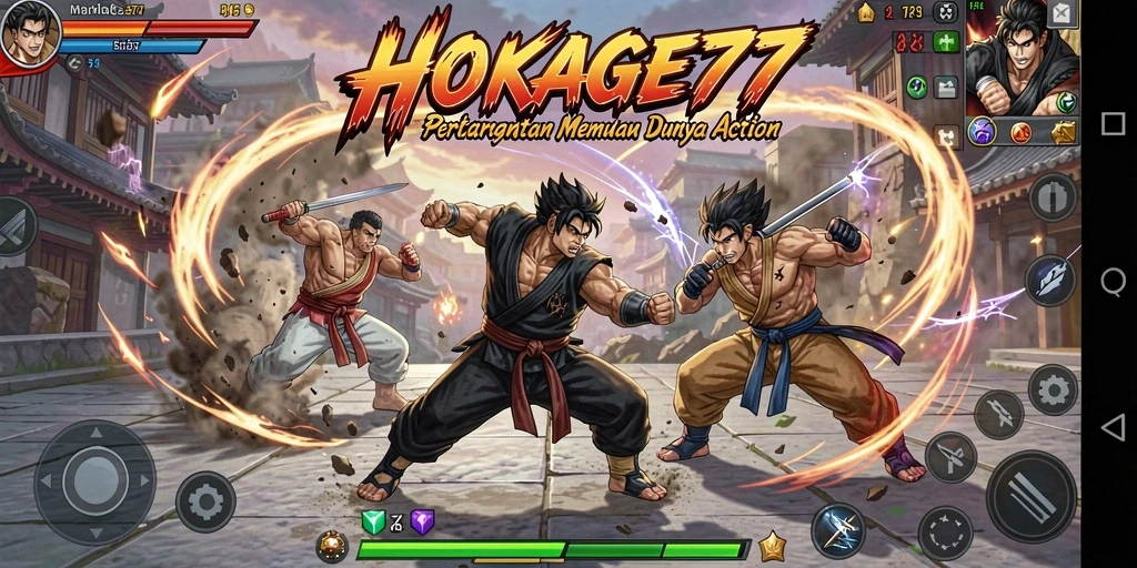 Tampilan gameplay HOKAGE77 yang penuh aksi dan intens.