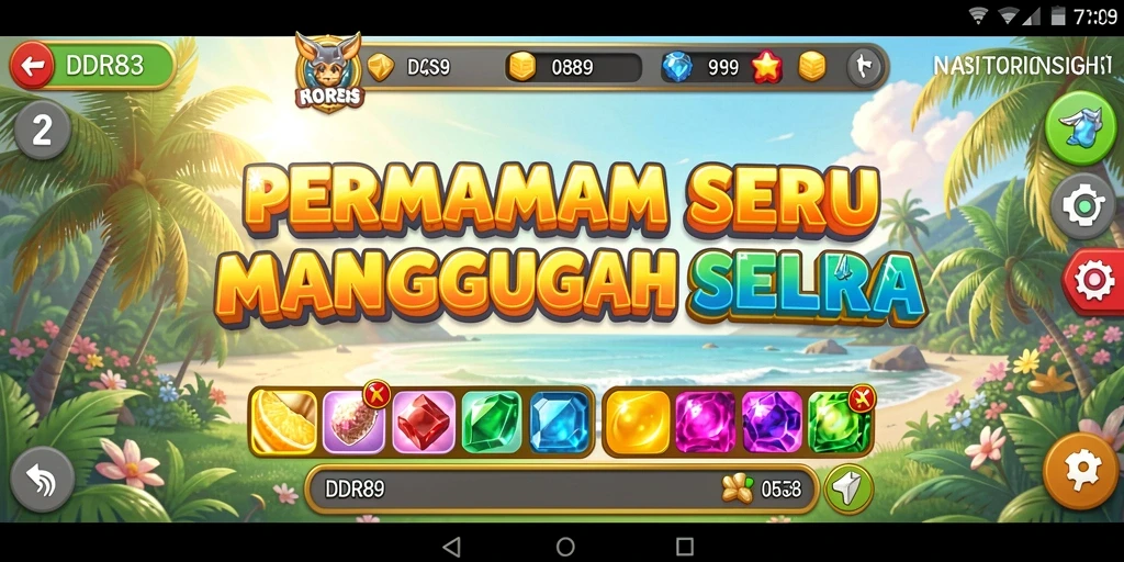 Tampilan gameplay seru di IDR89 dengan berbagai puzzle Match-3.