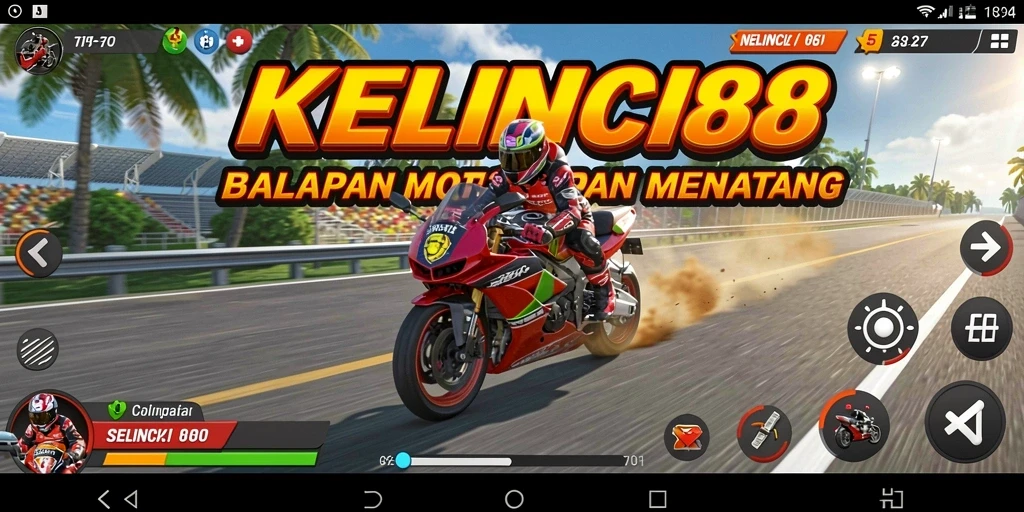Gameplay seru KELINCI88 dengan balapan motor mendebarkan.