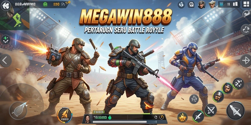 Tangkapan layar gameplay seru di MEGAWIN888 saat pertempuran di Battle Royale.