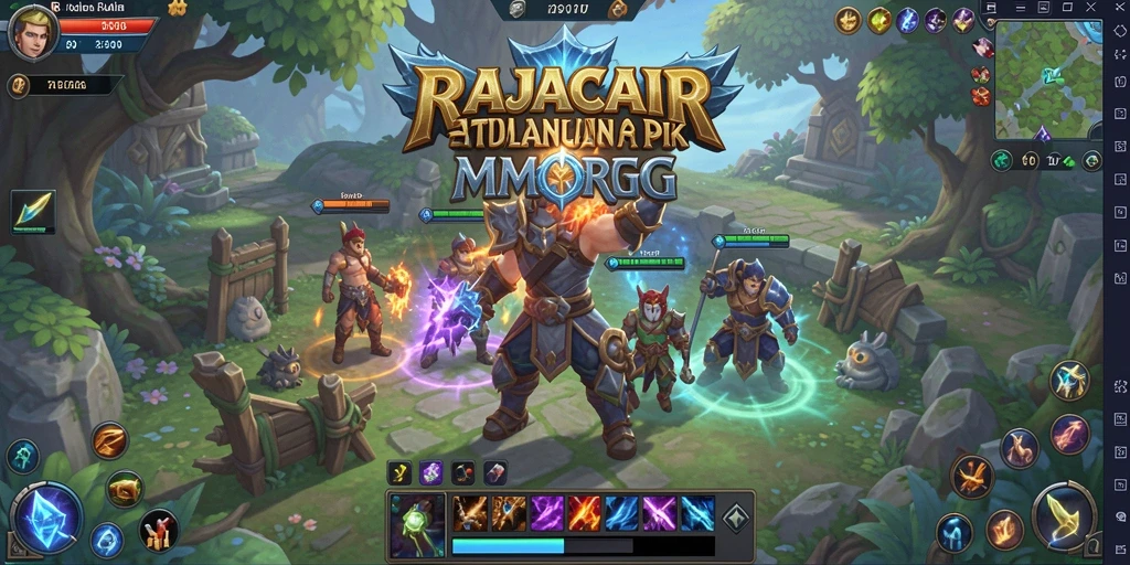 Tangkapan layar <strong>RAJACAIR</strong> menampilkan pertempuran seru dalam dunia MMORPG.