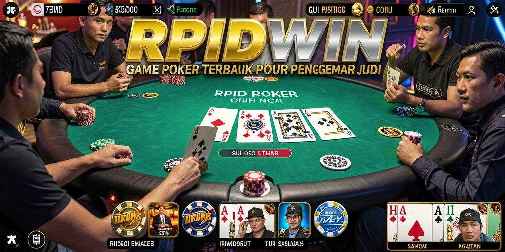 Screenshot RPIDWIN menampilkan gameplay Poker yang seru dan interaktif.