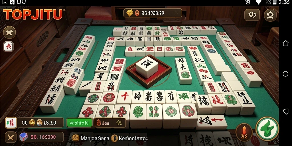 Tampilan gameplay seru di TOPJITU dengan ubin Mahjong.